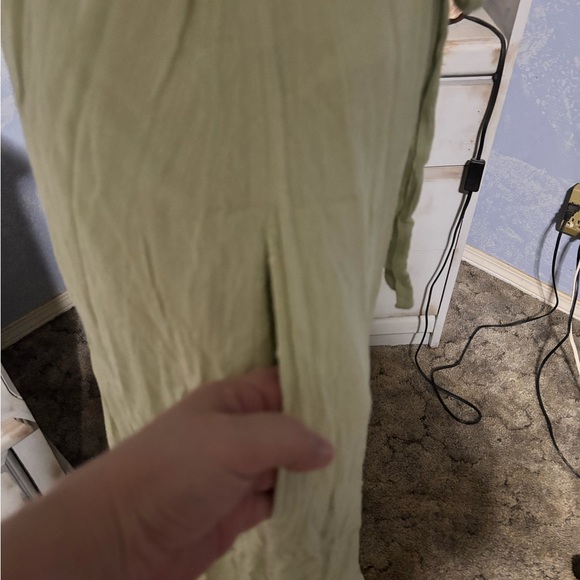 Suzy Shier Light Green Maxi Dress with Buttons and tie waist large - Picture 7 of 13